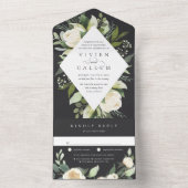 Ivory Bloom | Waterverf Floral Lijst Wedding All In One Uitnodiging (Binnen)