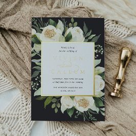 Ivory Bloom | Waterverf Floral Lijst Wedding Folie Uitnodiging