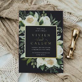 Ivory Bloom | Waterverf Floral Lijst Wedding Folie Uitnodiging