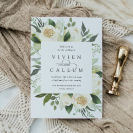 Ivory Bloom | Waterverf Floral Lijst Wedding Kaart