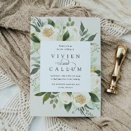 Ivory Bloom | Waterverf Floral Lijst Wedding Kaart