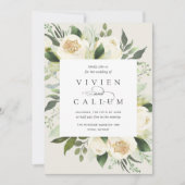 Ivory Bloom | Waterverf Floral Lijst Wedding Kaart (Voorkant)
