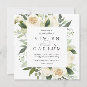 Ivory Bloom | Waterverf Floral Square Weddenschap Kaart (Voorkant)