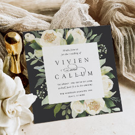 Ivory Bloom | Waterverf Floral Square Weddenschap Kaart