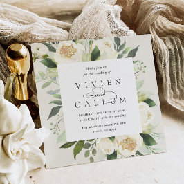 Ivory Bloom | Waterverf Floral Square Weddenschap Kaart