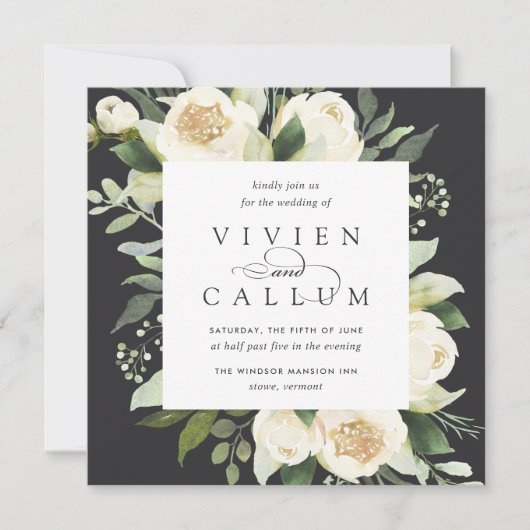 Ivory Bloom | Waterverf Floral Square Weddenschap Kaart (Voorkant)
