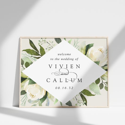 Ivory Bloom | Waterverf Floral Weddenschap Welkom Poster