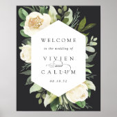 Ivory Bloom | Waterverf Floral Weddenschap Welkom Poster (Voorkant)