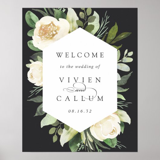 Ivory Bloom | Waterverf Floral Weddenschap Welkom Poster (Voorkant)