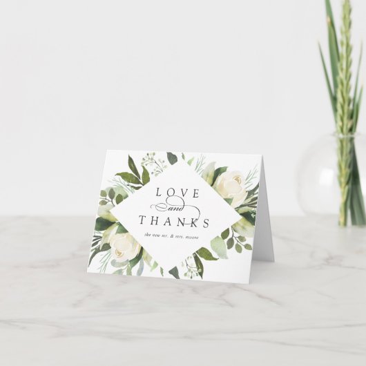 Ivory Bloom | Waterverf Floral Wedding Bedankkaart (Voorkant)
