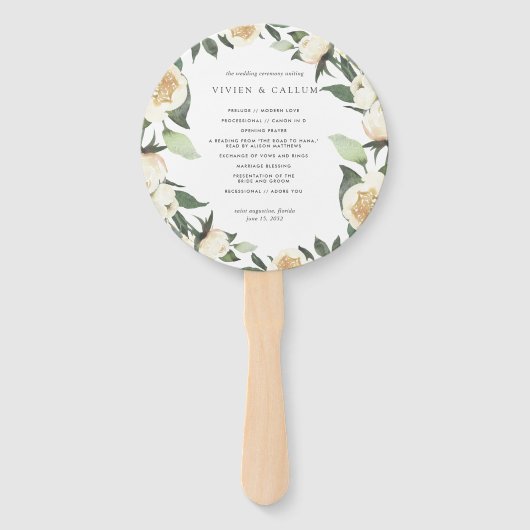 Ivory Bloom | Waterverf programma Floral Wedding Handwaaier (Voorkant)