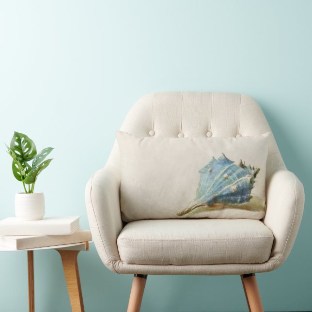Ivory Blue Beach House  Seashell Kussen (Stoel)