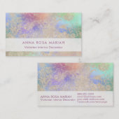 *~* Ivory Blue Pink  Antiek Aged Damask Visitekaartje (Voorkant / Achterkant)