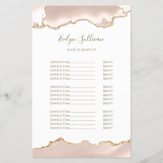 Ivory blush agate price list flyer (Voorkant)