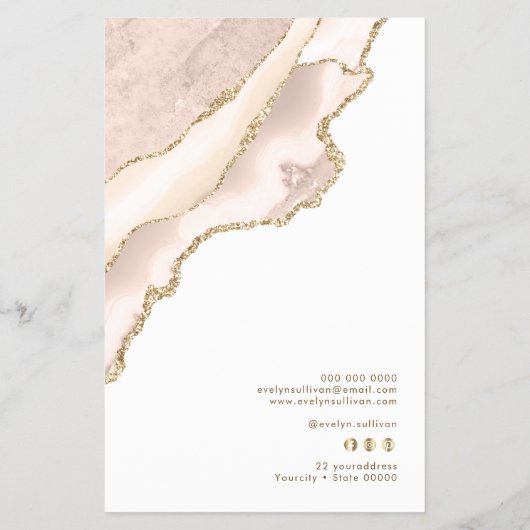 Ivory blush agate price list flyer (Achterkant)