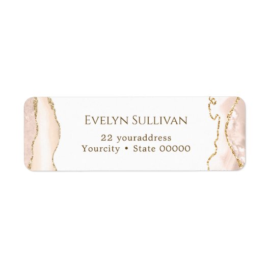 Ivory blush agate return address label (Voorkant)