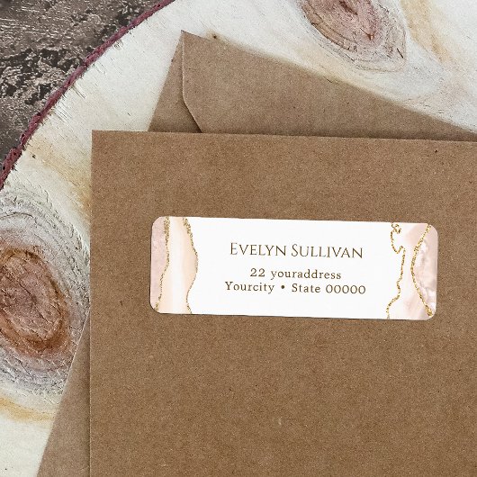 Ivory blush agate return address label