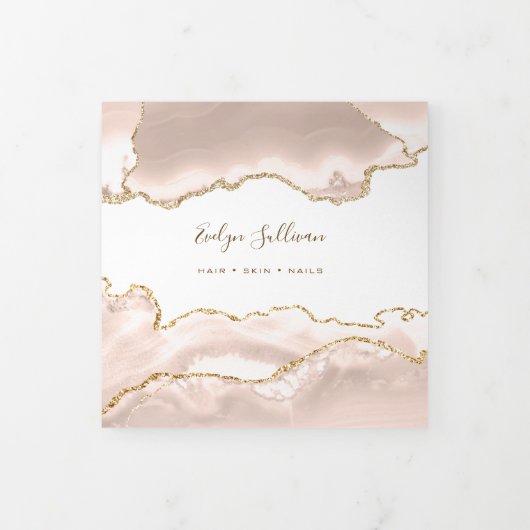 Ivory Blush Agate Trifold Brochure Drieluik Kaart (Cover)