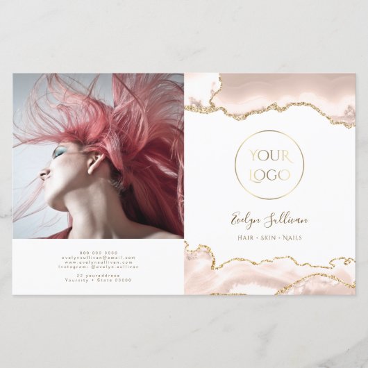 Ivory blush agate tweeledige brochure (Voorkant)