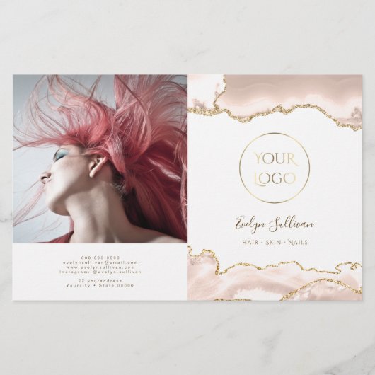 Ivory blush agate tweeledige brochure (Voorkant)