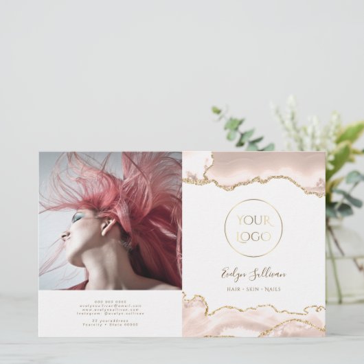 Ivory blush agate tweeledige brochure (Staand voorkant)