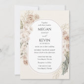 Ivory Blush Boho Floral Arch Wedding Invitation Kaart (Voorkant)