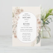 Ivory Blush Boho Floral Arch Wedding Invitation Kaart (Staand voorkant)