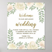 Ivory Blush Champagne Unplugged Wedding Sign Poster (Voorkant)