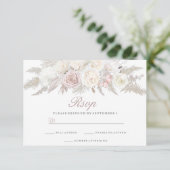 Ivory & Blush Floral Winter Wedding RSVP Kaartje (Staand voorkant)