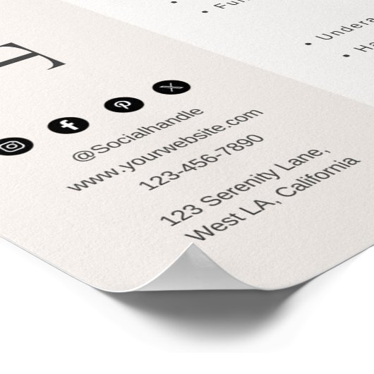 Ivory Blush Modern Price List Beauty Salon Poster (Hoek)