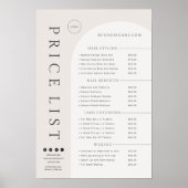 Ivory Blush Modern Price List Beauty Salon Poster (Voorkant)