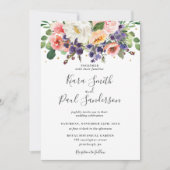 Ivory Blush Paarse Peach Floral Greenery Wedding Kaart (Voorkant)