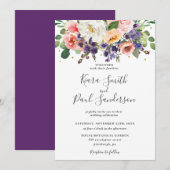 Ivory Blush Paarse Peach Floral Greenery Wedding Kaart (Voorkant / Achterkant)