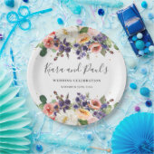 Ivory Blush Paarse Peach Floral Greenery Wedding Papieren Bordje (Feest)