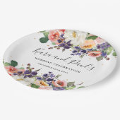 Ivory Blush Paarse Peach Floral Greenery Wedding Papieren Bordje (Gekanteld)