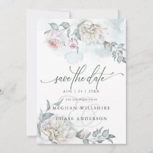 Ivory Blush Pink Cottage Flowers Kaart