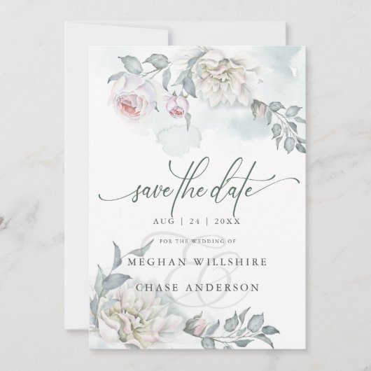 Ivory Blush Pink Cottage Flowers Kaart (Voorkant)