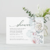 Ivory Blush Pink Cottage Flowers Shower Kaart (Staand voorkant)