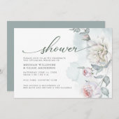 Ivory Blush Pink Cottage Flowers Shower Kaart (Voorkant / Achterkant)