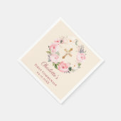Ivory blush pink floral wreath First Communion Servet (Hoek)