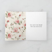 Ivory Blush Pink Roses Floral Forever Love Kaart (Binnen)