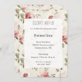 Ivory Blush Roses Bloemen Verjaardag Kaart (Voorkant / Achterkant)