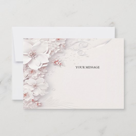 Ivory Blush Roze Bloemen Dank u kaart (Achterkant)