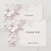 Ivory Blush Roze Bloemen Dank u kaart (Voorkant / Achterkant)