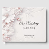 Ivory Blush Roze Bloemen Gastenboek (Voorkant)