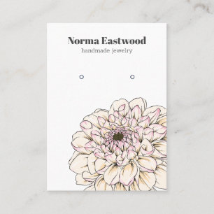 Ivory Blush Roze Dahlia Oorbel Display Kaart Visitekaartje