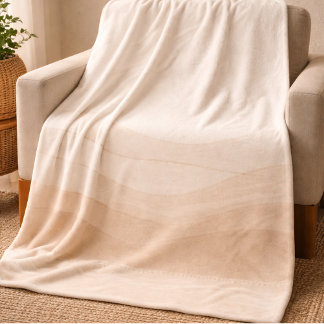 Ivory Blush Waves Fleece Blanket Deken