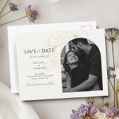 Ivory | Boho Arch Gold Floral Wedding Briefkaart