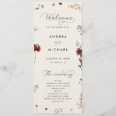 Ivory Boho Herfst Wildbloemen QR Code Herfstbruilo Programmakaart (Voorkant)