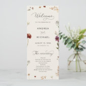 Ivory Boho Herfst Wildbloemen QR Code Herfstbruilo Programmakaart (Staand voorkant)